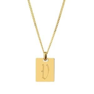 Initial Letter “V” Old English Pendant 18K Gold Plated Necklace